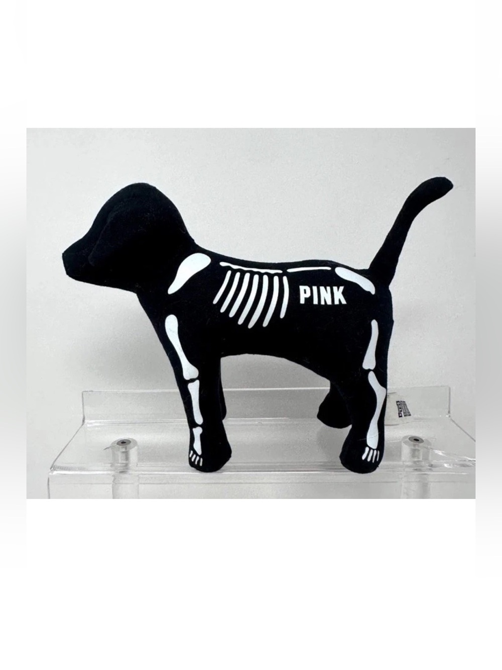 PINK Victoria's Secret Black & White Skeleton Puppy Plush